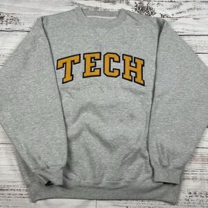 VTG Georgia Tech‎ Yellow Jackets Embroidered Crewneck Sweatshirt Sz XXL Gray